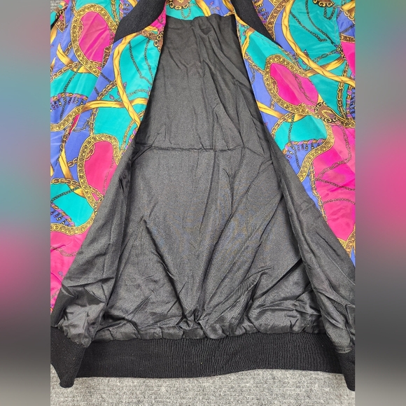 Vintage GDT TOO Bomber Blazer Graphic Jacket One Size Bottom Buttons Geometric - Picture 11 of 13